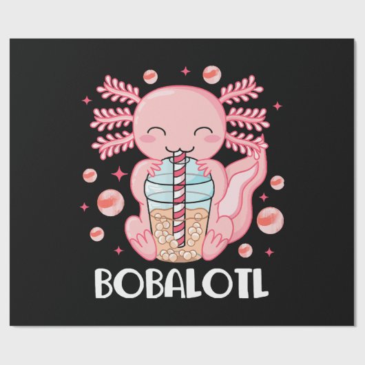 Grappige Axolotl Bubble Tea Cadeaupapier (Vlak)
