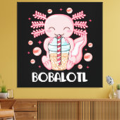 Grappige Axolotl Bubble Tea Canvas Afdruk (Insitu (Woonkamer))