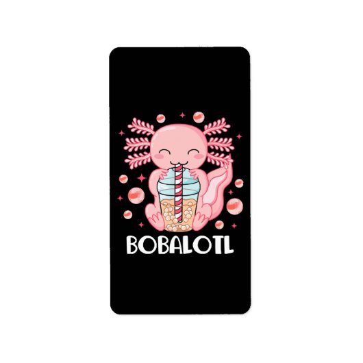 Grappige Axolotl Bubble Tea Etiket (Voorkant)
