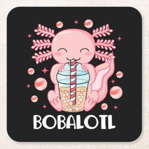 Grappige Axolotl Bubble Tea Kartonnen Onderzetters