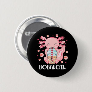 Grappige Axolotl Bubble Tea Ronde Button 5,7 Cm