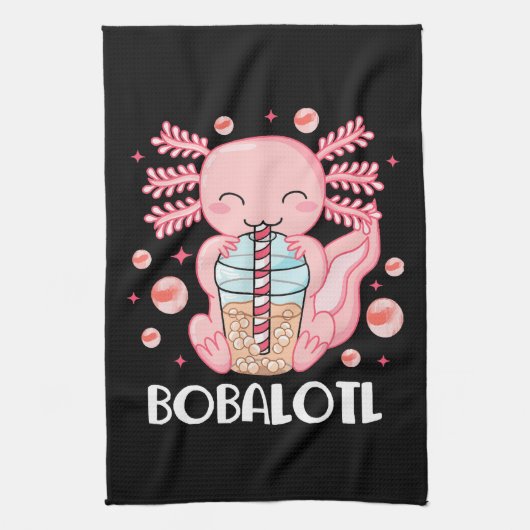 Grappige Axolotl Bubble Tea Theedoek (Verticaal)