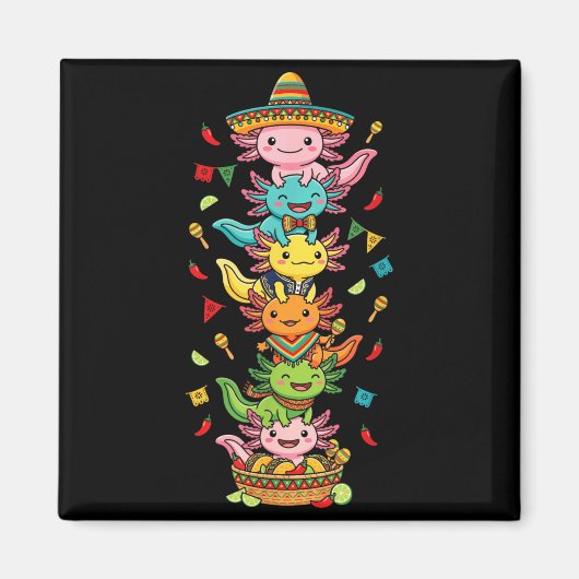 Grappige Axolotl Cinco De Mayo Kinderen Mannen Vro Magneet (Voorkant)