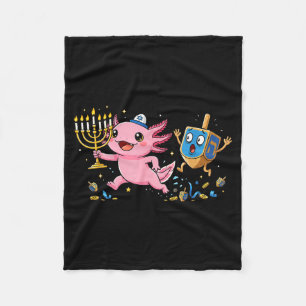 Grappige Axolotl Dreidel Menorah Hanukkah Kinderen Fleece Deken