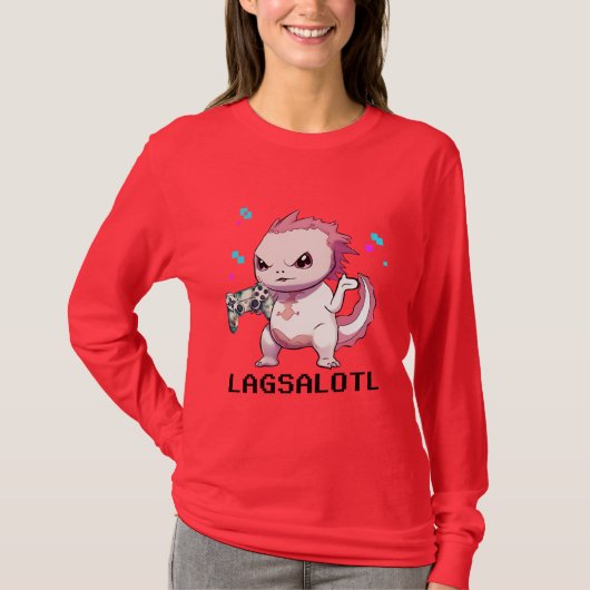Grappige Axolotl Gamer vertraging T-shirt (Voorkant)