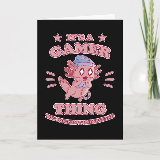 Grappige Axolotl Gaming Headset Games Cadeau Kaart (Voorkant)