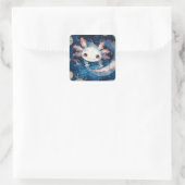 Grappige axolotl in maanverlichte wateren vierkante sticker (Tas)