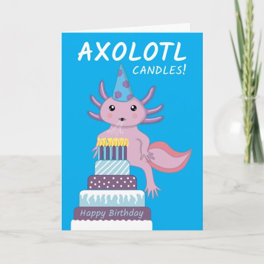 Grappige Axolotl kaarsen verjaardag Kaart (Voorkant)