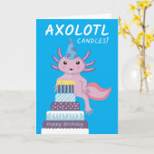 Grappige Axolotl kaarsen verjaardag Kaart (Gele Bloem)
