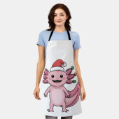 Grappige Axolotl Kerstman Hoed Kerst Outfit Schort (Gedragen)