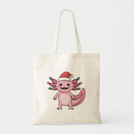 Grappige Axolotl Kerstman Hoed Kerst Outfit Tote Bag (Voorkant)