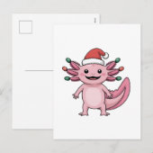 Grappige Axolotl Kerstman Hoed Xmas Outfit Feestdagenkaart (Voorkant / Achterkant)