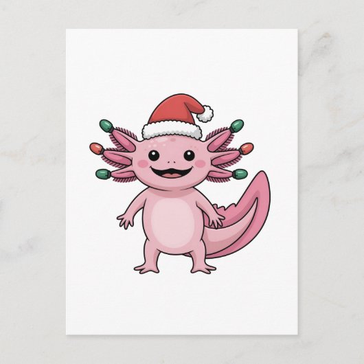 Grappige Axolotl Kerstman Hoed Xmas Outfit Feestdagenkaart (Voorkant)