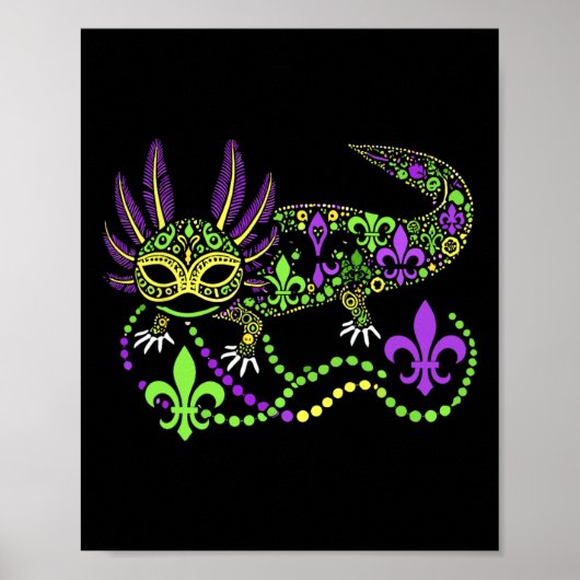 Grappige Axolotl Mardi Gras Festival Carnaval Vrou Poster (Voorkant)
