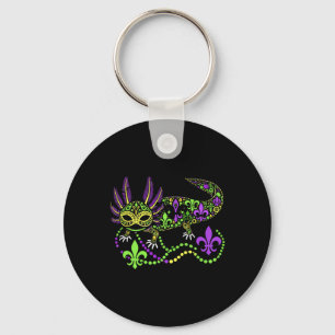 Grappige Axolotl Mardi Gras Festival Carnaval Vrou Sleutelhanger