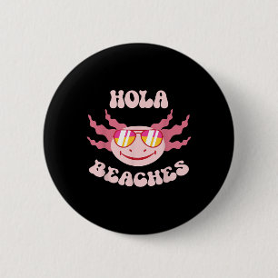 Grappige Axolotl met zonneschermen Hola stranden S Ronde Button 5,7 Cm