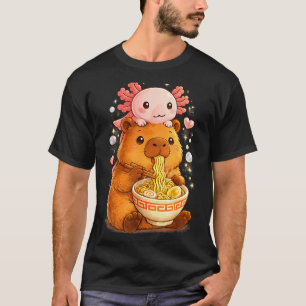 Grappige axolotl noedel anime kawaii en capybara t-shirt