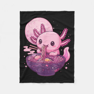 Grappige Axolotl Noodle Anime Kawaii Axolotl Eten  Fleece Deken