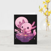 Grappige Axolotl Noodle Anime Kawaii Axolotl Eten Kaart (Gele Bloem)