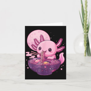 Grappige Axolotl Noodle Anime Kawaii Axolotl Eten  Kaart