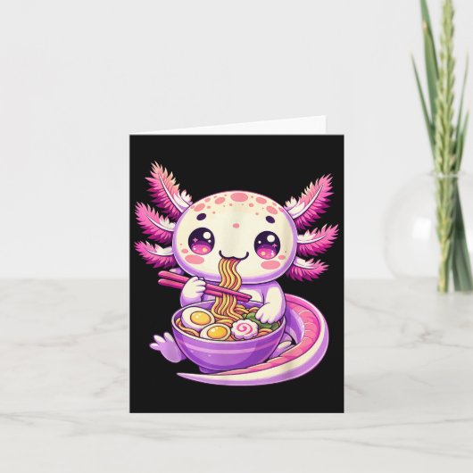 Grappige Axolotl Noodle Anime Kawaii Axolotl Eten Kaart (Voorkant)