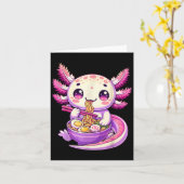 Grappige Axolotl Noodle Anime Kawaii Axolotl Eten Kaart (Gele Bloem)