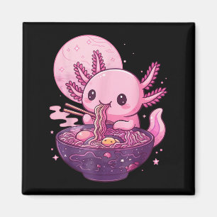 Grappige Axolotl Noodle Anime Kawaii Axolotl Eten Magneet
