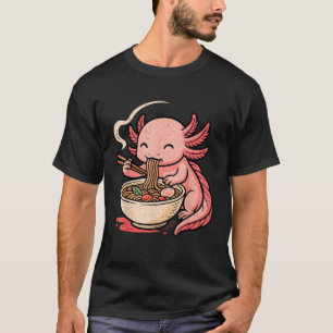 Grappige Axolotl Noodle Anime Kawaii Dier Eten Ra T-shirt
