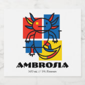 Grappige Axolotl Piet Mondrian Abstracte Kunst Pat Bier Etiket (Enkel label)