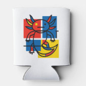 Grappige Axolotl Piet Mondrian Abstracte Kunst Pat Blikjeskoeler (Achterkant)