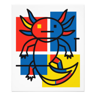 Grappige Axolotl Piet Mondrian Abstracte Kunst Pat Foto Afdruk