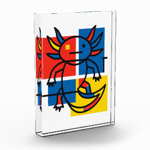 Grappige Axolotl Piet Mondrian Abstracte Kunst Pat Fotoblokken
