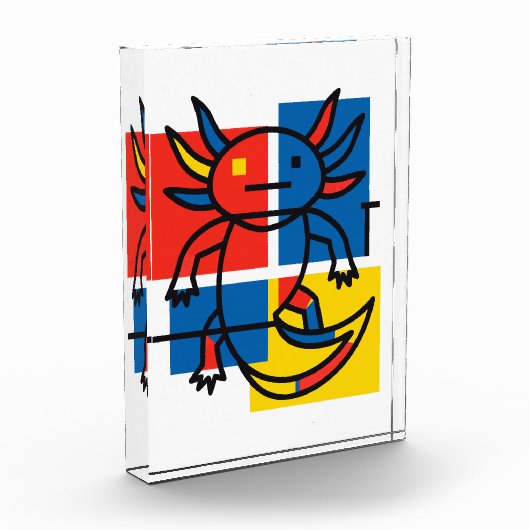 Grappige Axolotl Piet Mondrian Abstracte Kunst Pat Fotoblokken (Links)