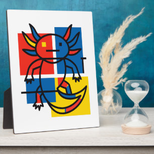 Grappige Axolotl Piet Mondrian Abstracte Kunst Pat Fotoplaat