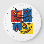 Grappige Axolotl Piet Mondrian Abstracte Kunst Pat Grote Klok (Voorkant)