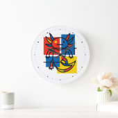 Grappige Axolotl Piet Mondrian Abstracte Kunst Pat Grote Klok (Huis)