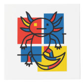 Grappige Axolotl Piet Mondrian Abstracte Kunst Pat Kubus (Voorkant)