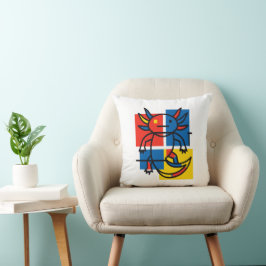 Grappige Axolotl Piet Mondrian Abstracte Kunst Pat Kussen