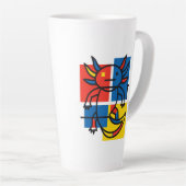 Grappige Axolotl Piet Mondrian Abstracte Kunst Pat Latte Mok (Rechterhoek)