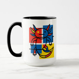 Grappige Axolotl Piet Mondrian Abstracte Kunst Pat Mok
