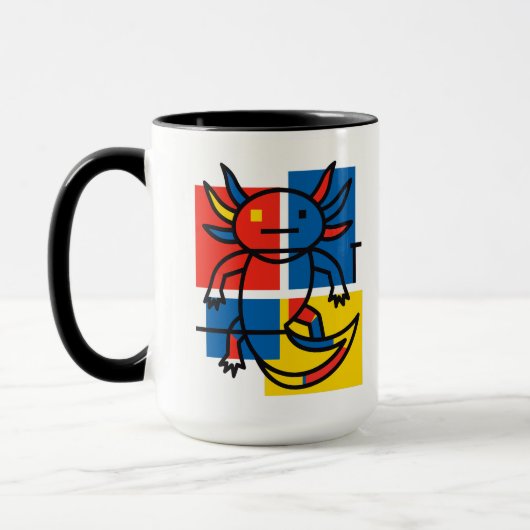 Grappige Axolotl Piet Mondrian Abstracte Kunst Pat Mok (Links)