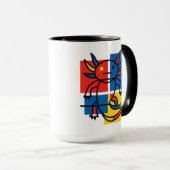 Grappige Axolotl Piet Mondrian Abstracte Kunst Pat Mok (Voorkant rechts)