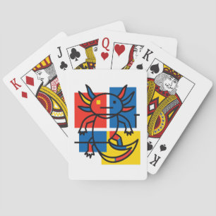 Grappige Axolotl Piet Mondrian Abstracte Kunst Pat Pokerkaarten