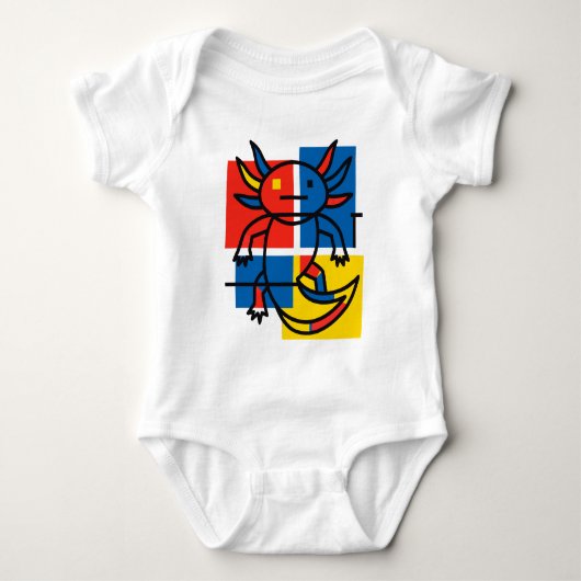 Grappige Axolotl Piet Mondrian Abstracte Kunst Pat Romper (Voorkant)