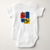 Grappige Axolotl Piet Mondrian Abstracte Kunst Pat Romper (Achterkant)