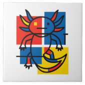 Grappige Axolotl Piet Mondrian Abstracte Kunst Pat Tegeltje (Voorkant)