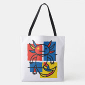 Grappige Axolotl Piet Mondrian Abstracte Kunst Pat Tote Bag (Voorkant)