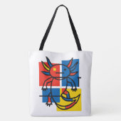 Grappige Axolotl Piet Mondrian Abstracte Kunst Pat Tote Bag (Achterkant)