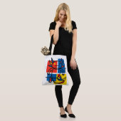 Grappige Axolotl Piet Mondrian Abstracte Kunst Pat Tote Bag (Op model)