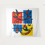 Grappige Axolotl Piet Mondrian Abstracte Kunst Pat Wandkleed (Voorkant (horizontaal))